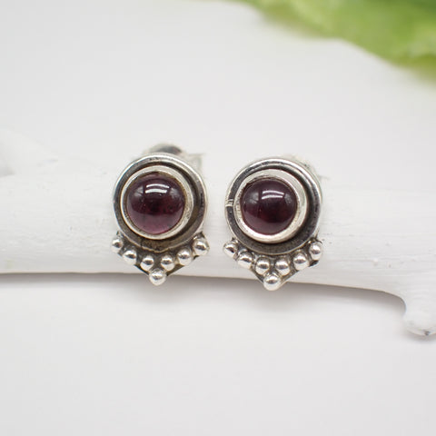 Sterling Silver Garnet Stud Earrings