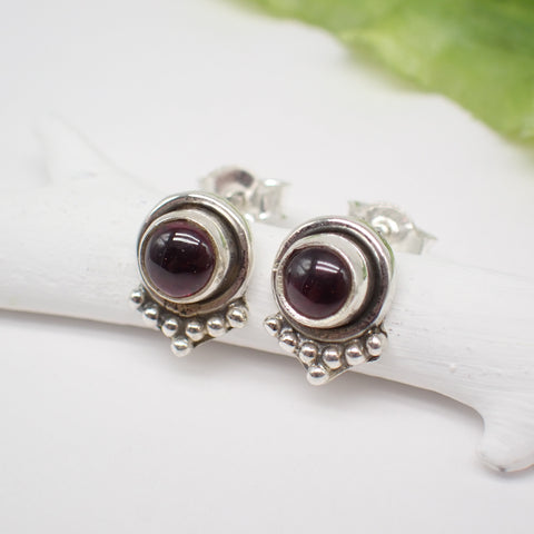 Sterling Silver Garnet Stud Earrings