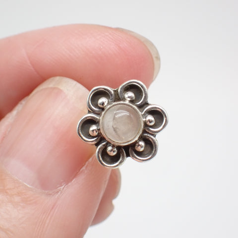 Sterling Silver Rose Quartz Flower Studs