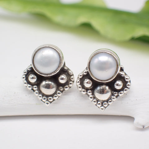 Pearl Sterling Silver Studs