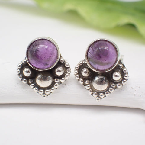 Amethyst Sterling Silver Stud Earrings