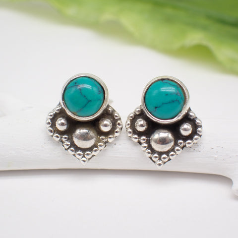 Boucles d'oreilles à tige en argent sterling turquoise 