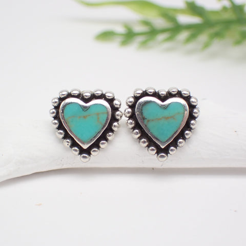 sterling silver turquoise heart stud