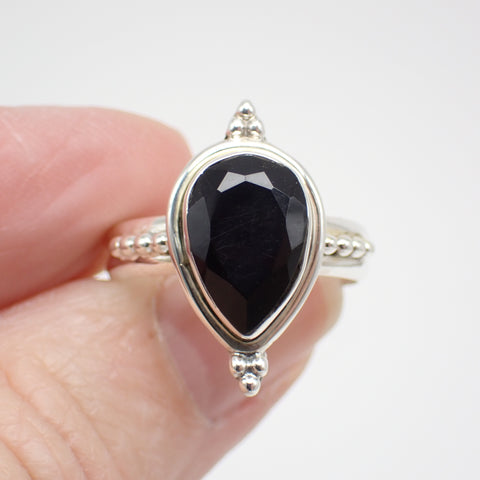 Anillo de plata de ley con ónix negro - Talla 8 