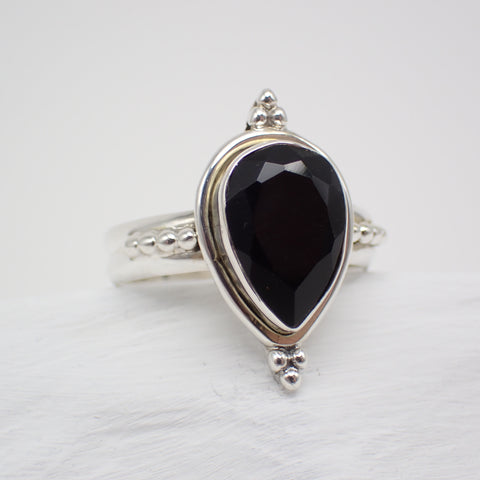 Anillo de plata de ley con ónix negro - Talla 8 