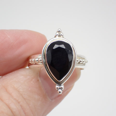 Anillo de plata de ley con ónix negro - Talla 8 