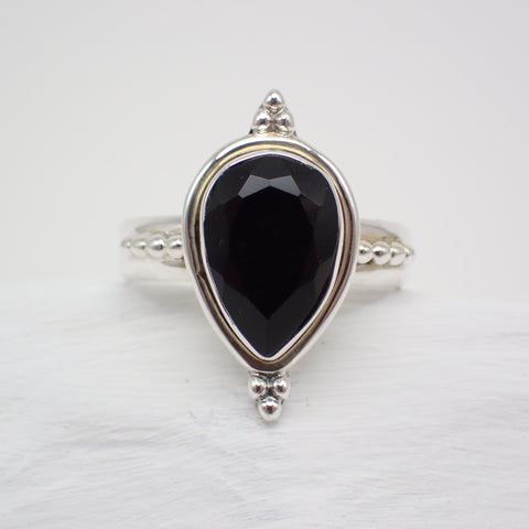 Black Onyx Sterling Silver Ring - Size 8