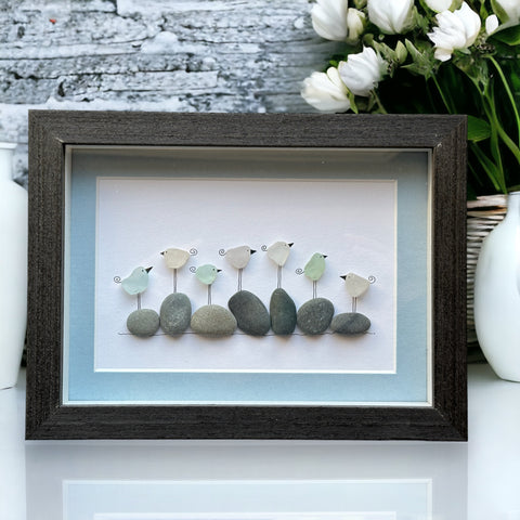 Sea Glass Seven Birds Family Picture Pebble Art