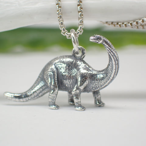  3D sterling silver brontosaurus dinosaur charm