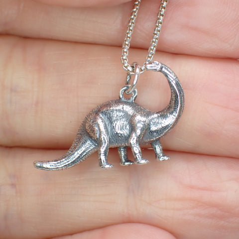  3D sterling silver brontosaurus dinosaur charm