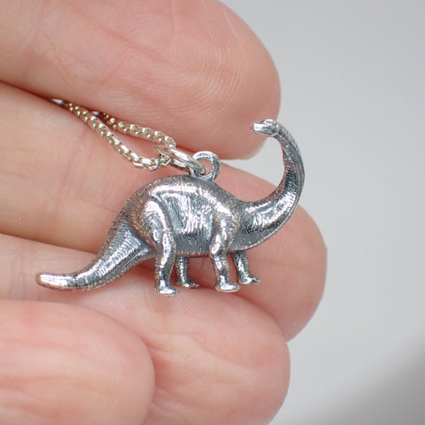  3D sterling silver brontosaurus dinosaur charm