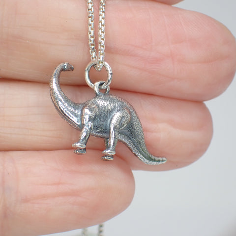  3D sterling silver brontosaurus dinosaur charm