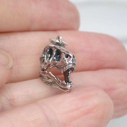 Sterling Silver T-Rex Skull Charm