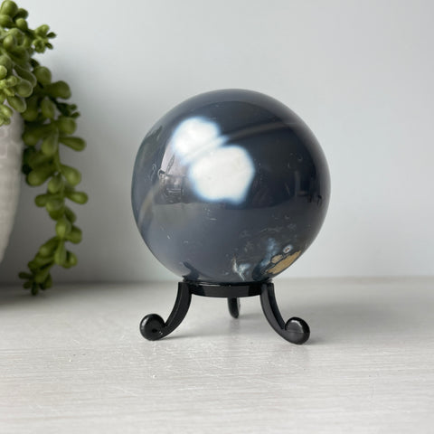 Orca Agate Sphere on Cute Stand