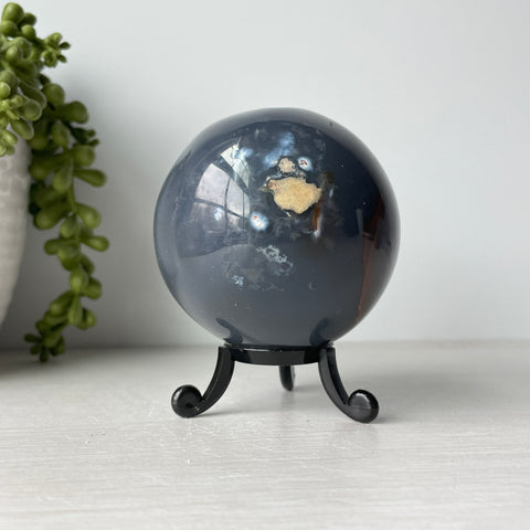 Orca Agate Sphere on Cute Stand