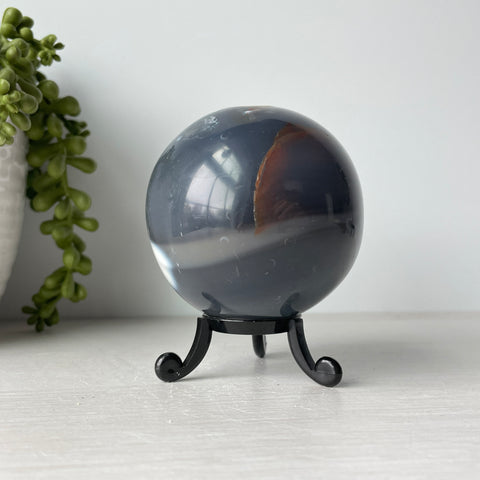 Orca Agate Sphere on Cute Stand