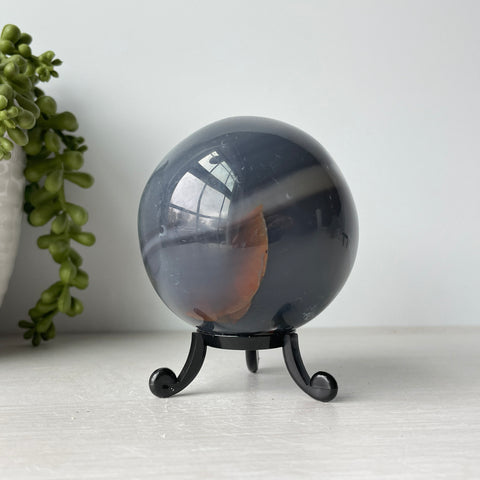 Orca Agate Sphere on Cute Stand