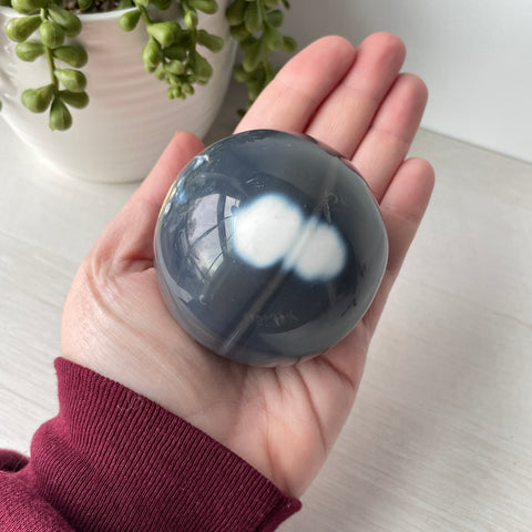 Orca Agate Sphere on Cute Stand