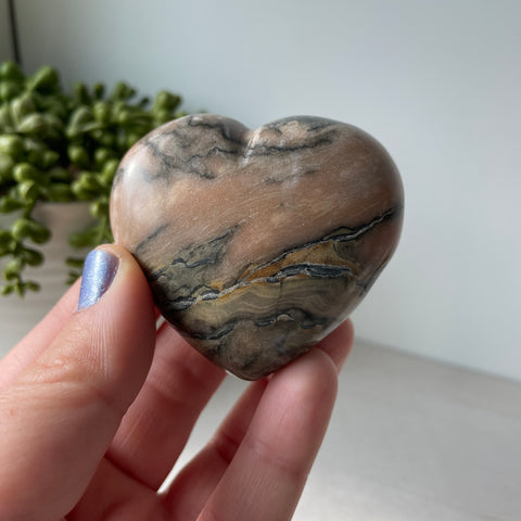 Pink Zebra Jasper Heart