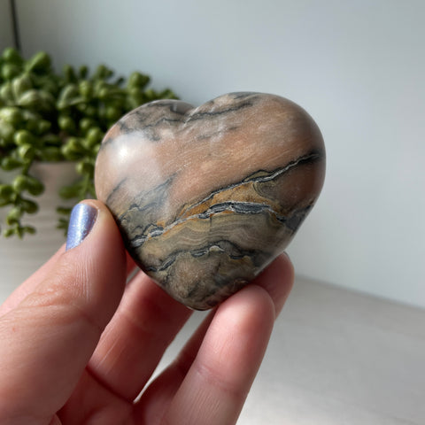 Pink Zebra Jasper Heart