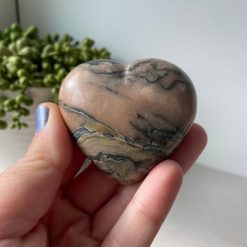 Pink Zebra Jasper Heart