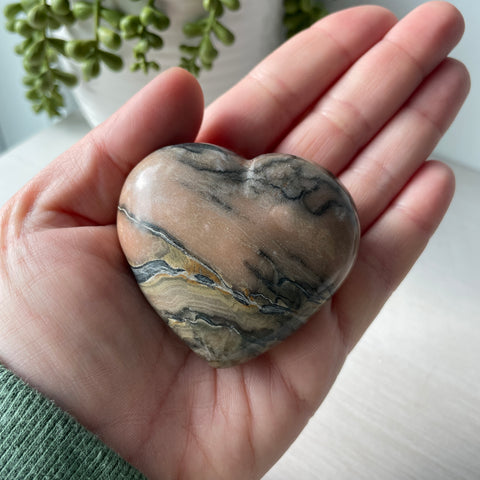 Pink Zebra Jasper Heart