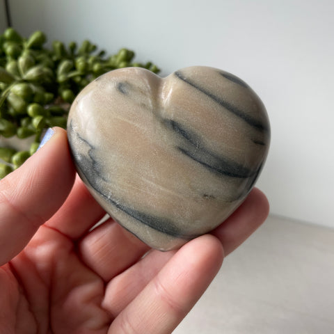 Pink Zebra Jasper Heart