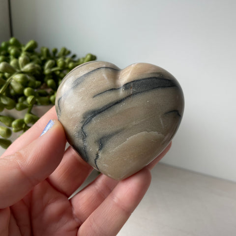 Pink Zebra Jasper Heart