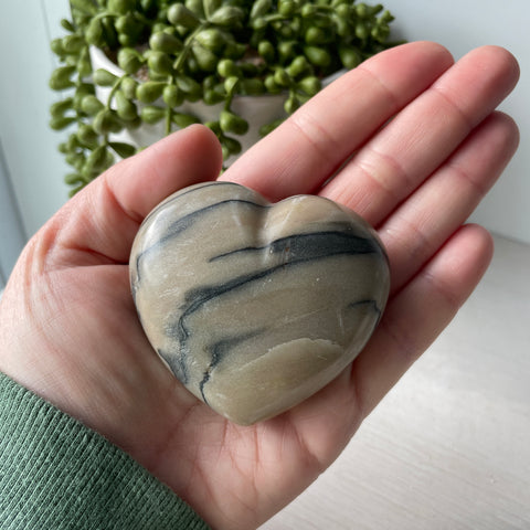 Pink Zebra Jasper Heart