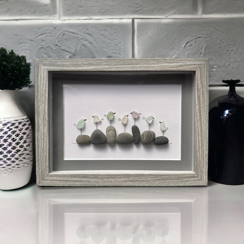 Sea Glass Seven Birds Family Picture Pebble Art