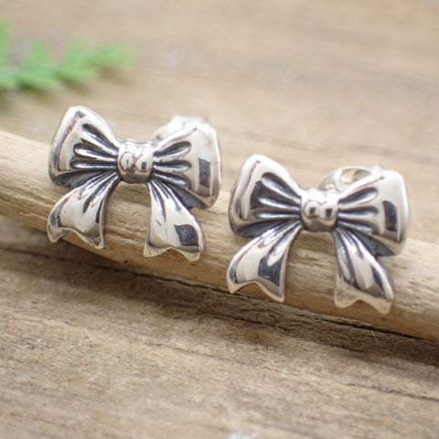 Sterling Silver Bow Stud Earrings