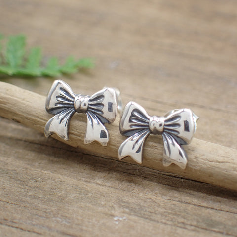 Sterling Silver Bow Stud Earrings