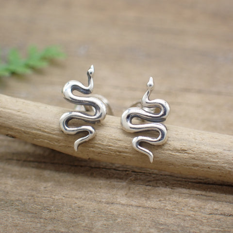 Sterling Silver Snake Stud Earrings