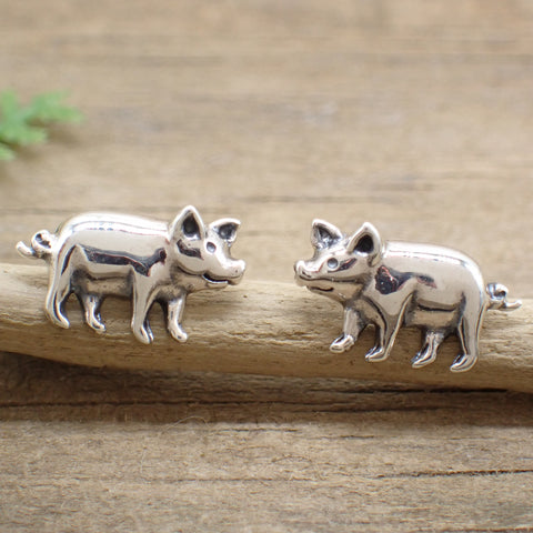 Sterling Silver Pig Stud Earrings