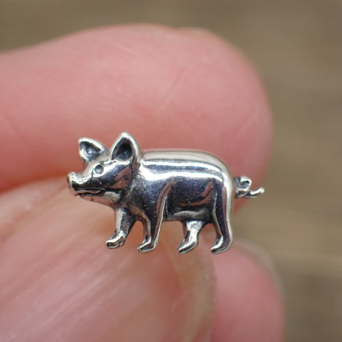 Sterling Silver Pig Stud Earrings