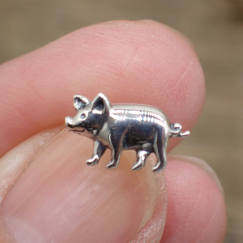 Sterling Silver Pig Stud Earrings