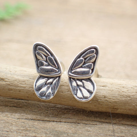 Sterling Silver Butterfly Wings Stud Earrings