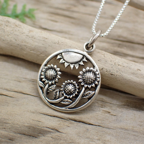 Sterling Silver Sunflower Charm