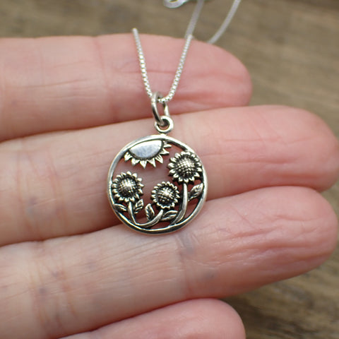 Sterling Silver Sunflower Charm