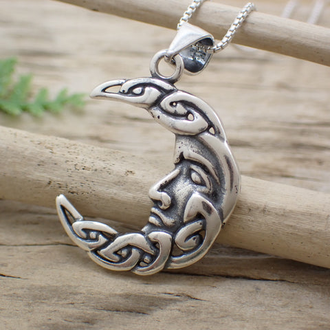 Sterling Silver Celtic Moon Face Charm