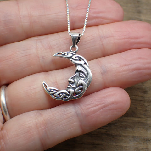 Sterling Silver Celtic Moon Face Charm