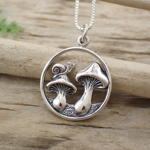 Sterling Mushrooms and Snail Charm