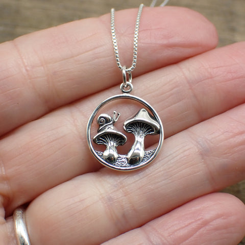 Sterling Mushrooms and Snail Charm