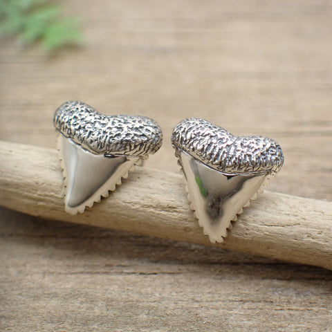 ♻️ Recycled Sterling Silver Shark Tooth Stud Earrings