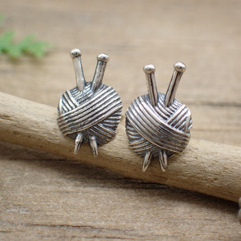 ♻️ Recycled Sterling Silver Yarn Ball Stud Earrings