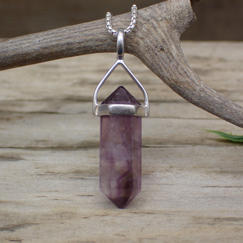 Sterling Silver Amethyst Double Terminated Point Charm