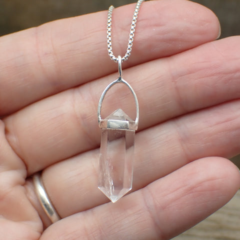 Clear Quartz Point Sterling Silver Pendant