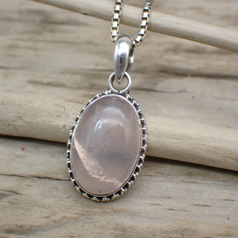 Rose Quartz Sterling Silver Pendant