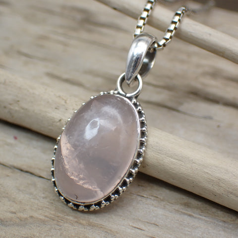 Rose Quartz Sterling Silver Pendant