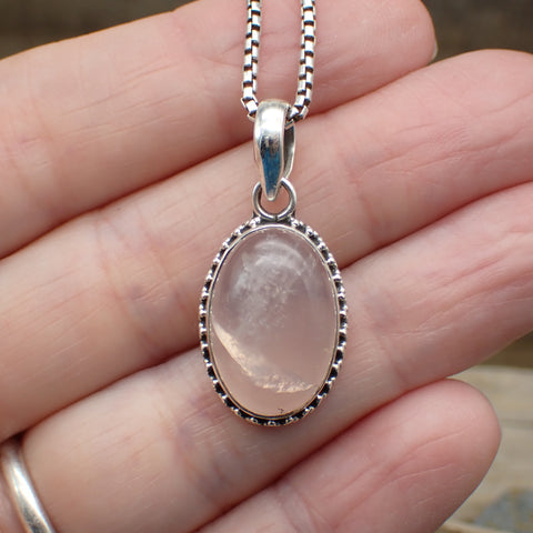 Rose Quartz Sterling Silver Pendant